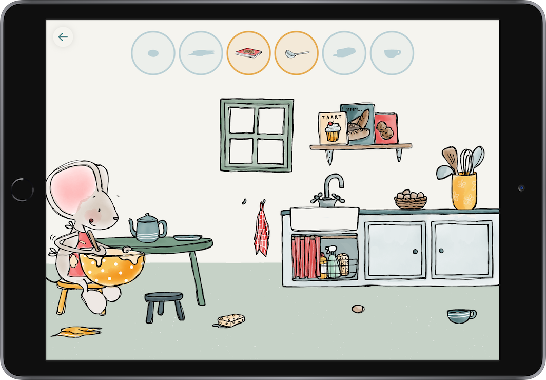 Thuis bij Muis on iPad – tidying-up game in the kitchen