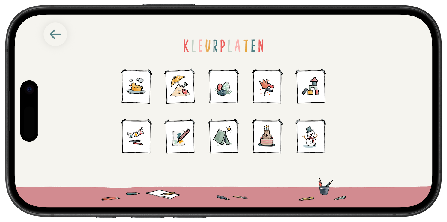 Thuis bij Muis on iPhone – choosing colouring pages